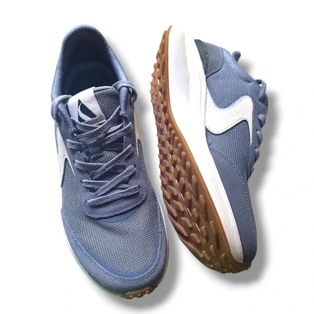 Skechers Air-Cooled Memory Foam Slate Blue Suede Mesh Athletic Sneakers